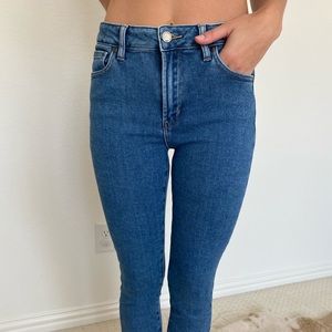 Raw hem denim jeans